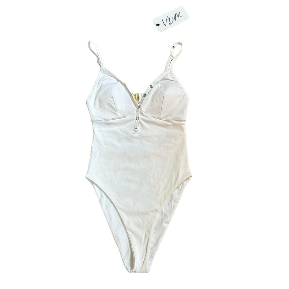NWT VDM Snap Front One-Piece Swimsuit White